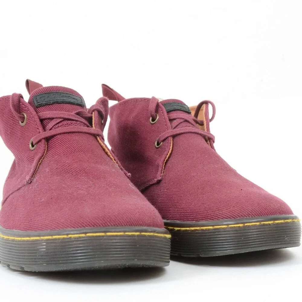 Dr. Martens Men's 9 WMNS 10 Mayport Overdyed Twill Canvas Lace Low Boots Oxblood